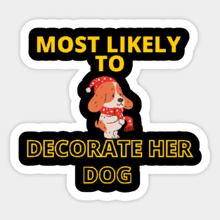 Christmas dog with santa hat -T shirt Sticker